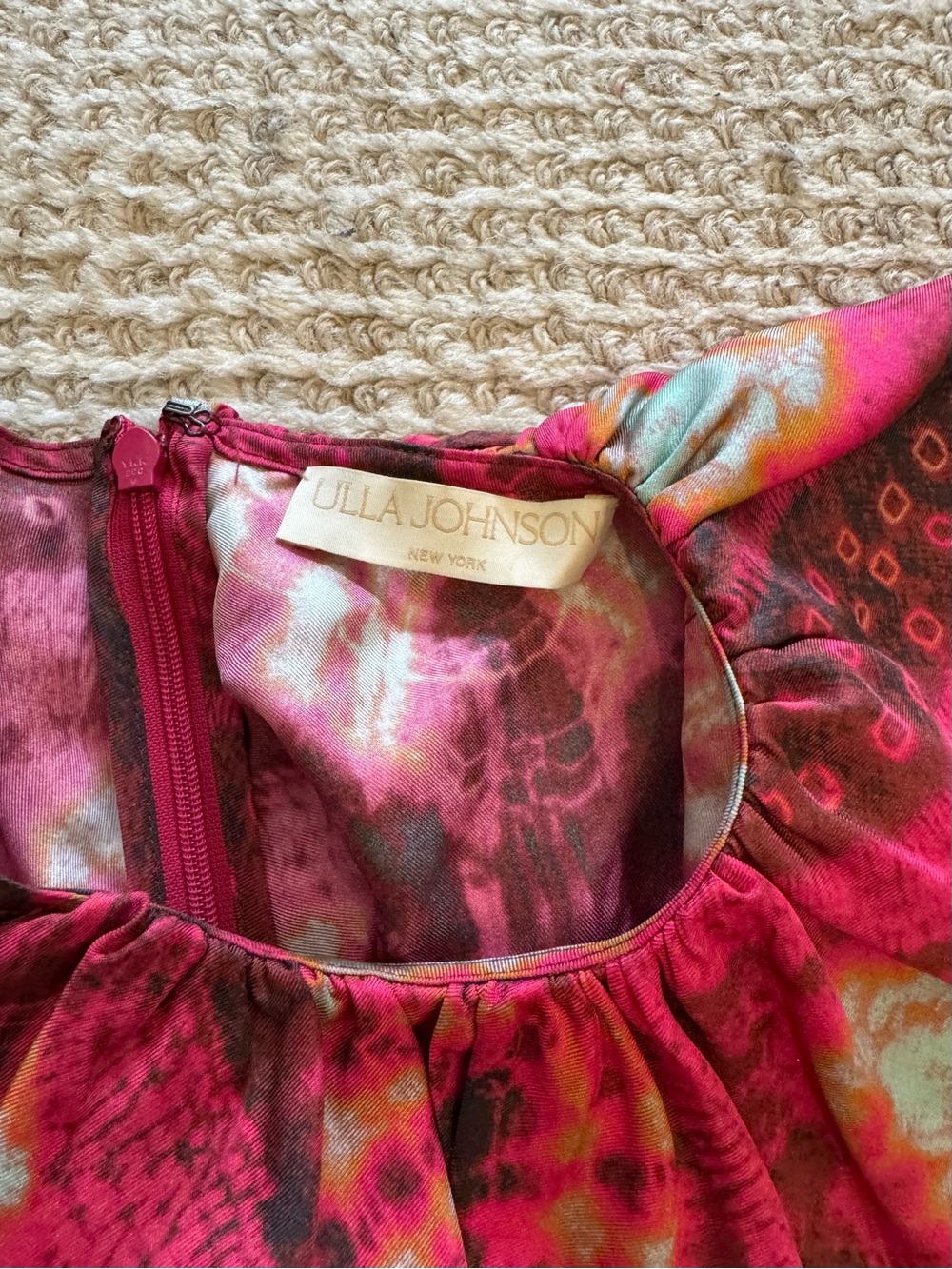 NWT Ulla Johnson Othella 100% Silk Floral Ruffle Midi Dress Pink Sz 4 - Picture 13 of 13